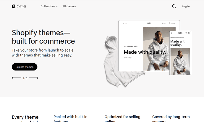 themes.shopify.com Capture d'écran Boutique de thèmes Shopify